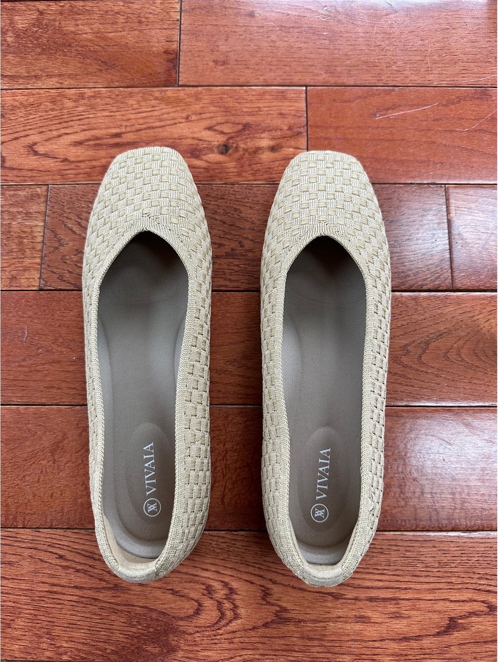 VIVAIA Margot 2.0 Flats EU 41 Beige Woven Square Toe NWOB